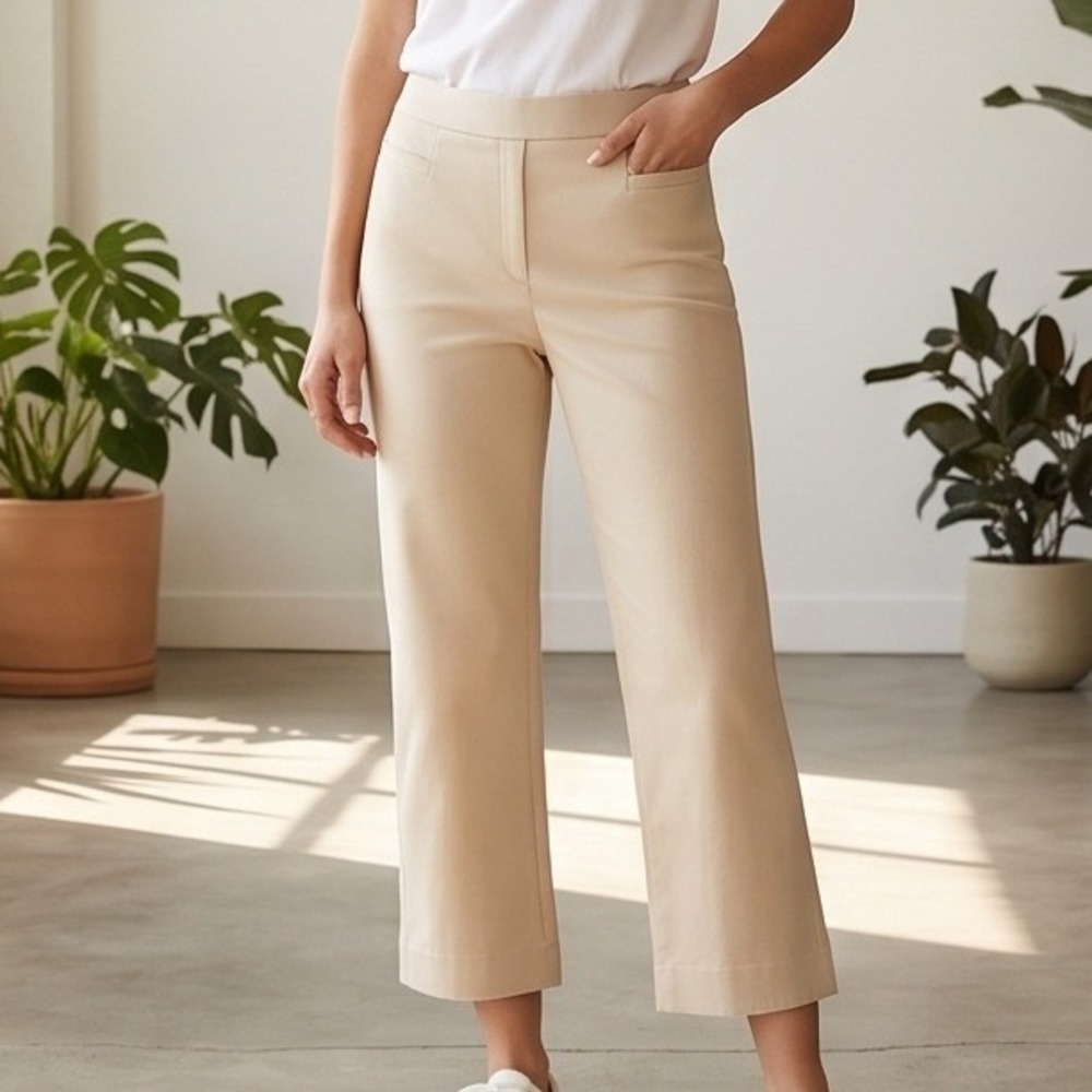 Chico's So Slimming Brigitte Crop Pants Beige Khaki Size 2.5 Womens 14 XL NEW